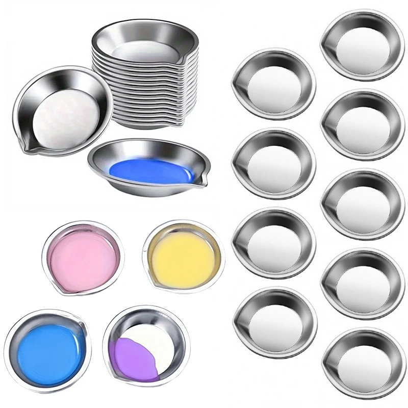 6/12PCS Pour Mouth Palette Small Portable Metal Pigment Tray Multi-Purpose Suitable for Artist Creations Nail Adhesives Tool ZYF