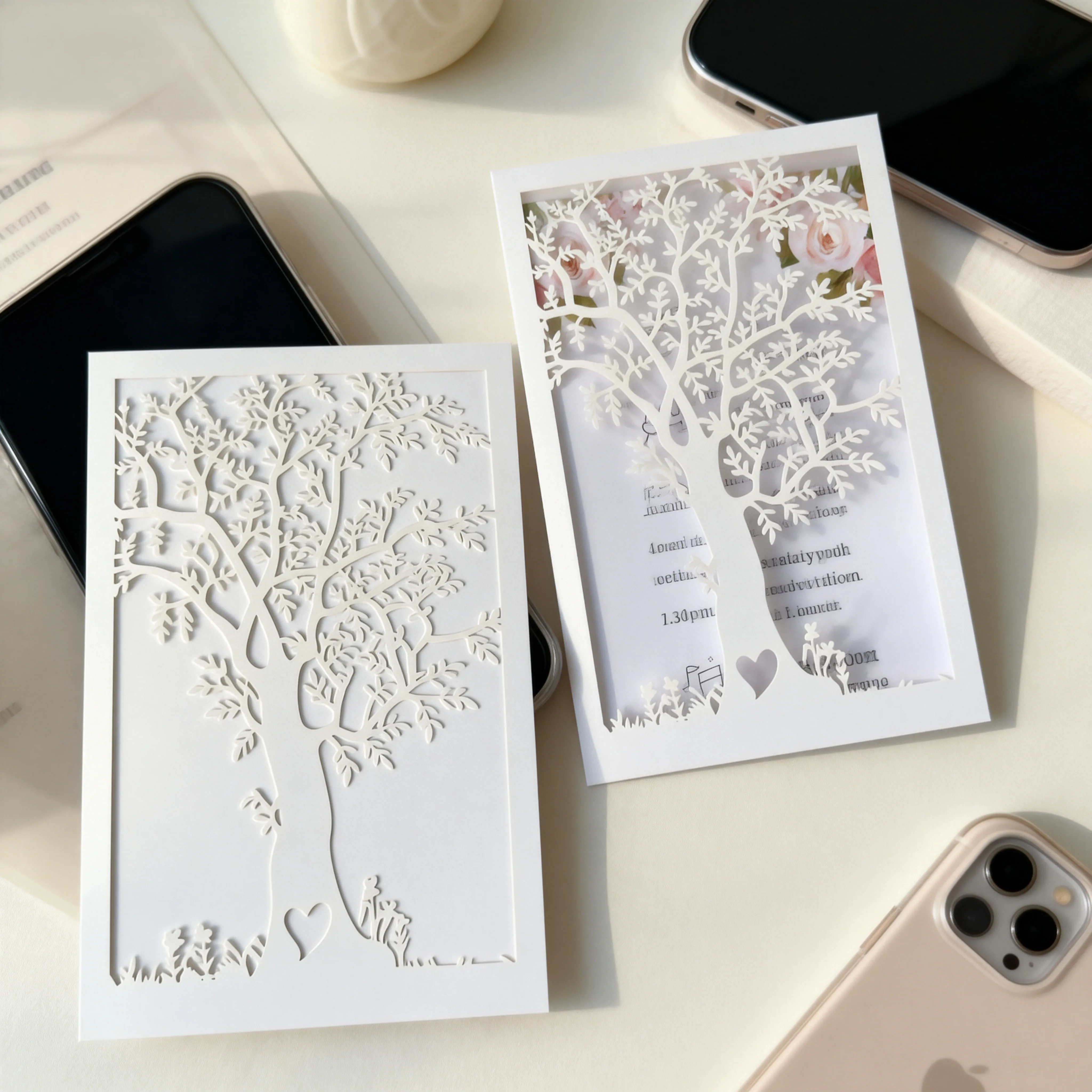 

10pcs Tree Design Laser Cut Wedding Invitation Card Elegant Greeting Cards Invite for Engagement Birthday Party Menu Decoration