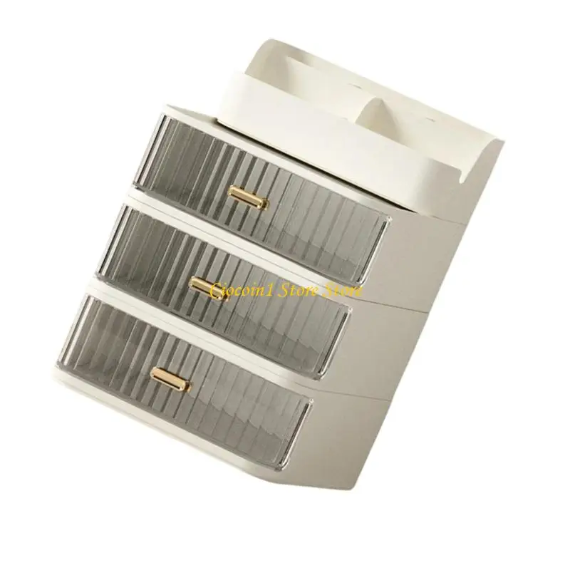 A3PC Multifunctional Plastic Storage Case with Clear Drawer For Cosmetics Supplies