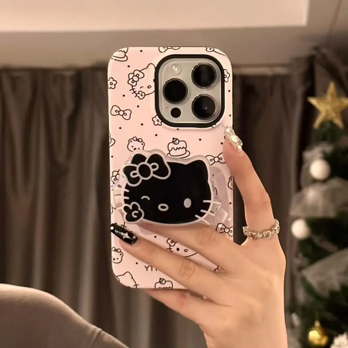 Hello Kitty Pink Case with Stand Cute Kawaii Phone Case Hello Kitty iPhone Case Cute Cartoon Anti-drop For iPhone 15,14,13,12