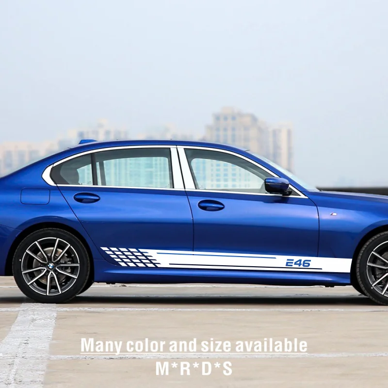 

Для BMW E46 3 серии, 2 шт., декоративные наклейки на боковые двери автомобиля, виниловая пленка, наклейки для автотюнинга, аксессуары для автоспорта