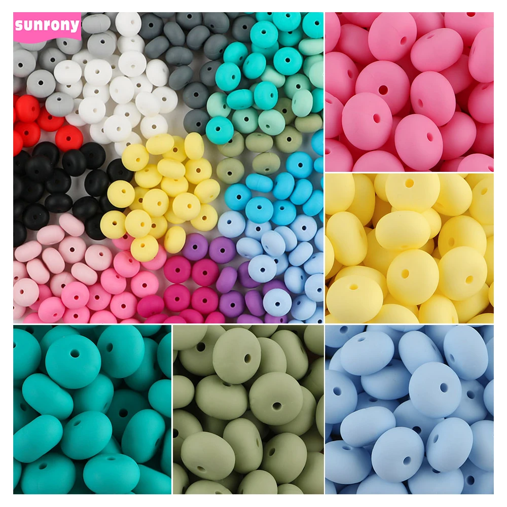 Sunrony 50pcs/lot 14mm Abacus Loose Silicone Beads Lentil Bead For Jewelry Making DIY Bracelet Necklace Decoration Accessories