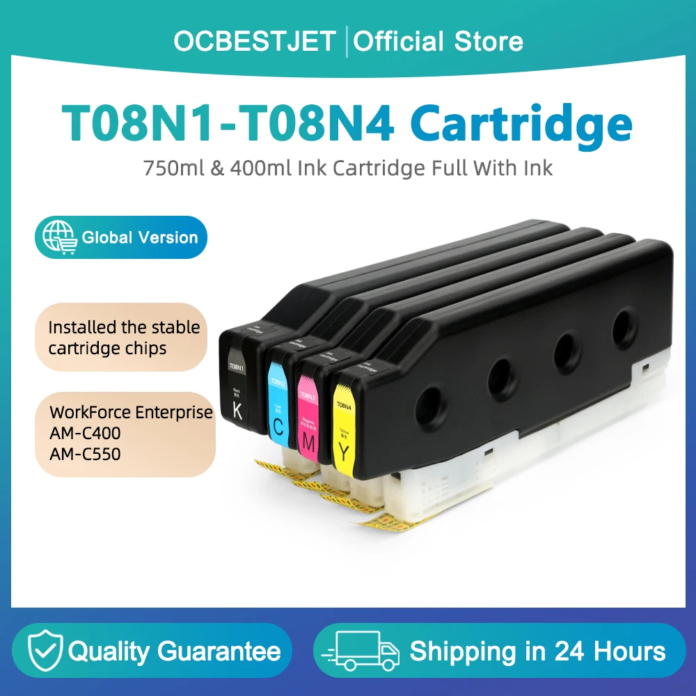 

Для Epson T08N совместимый картридж T08N1 T08N2 T08N3 T08N4 принтер WorkForce Enterprise AM-C400 AM-C550