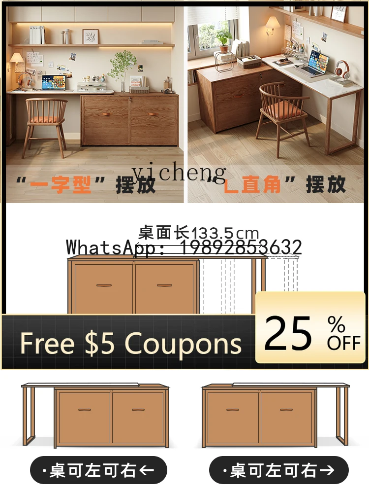 

T29 Rock Slab Solid Wood Desk Office Writing Desk Integrated Folding Invisible Bed