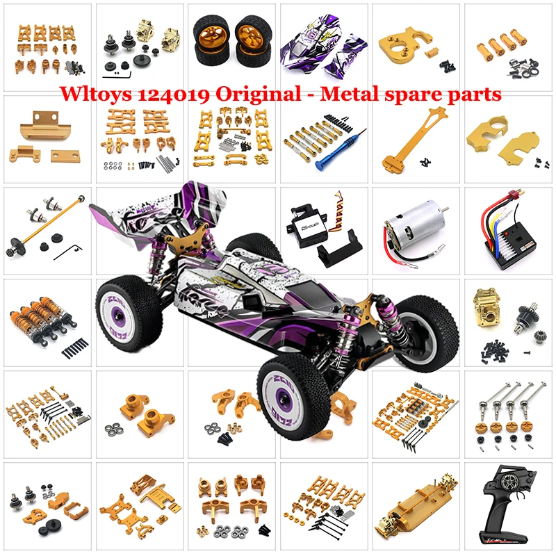 Wltoys 124019 124017 124007 1/12  Rc Car Fat Body Upgrade Set with Shock Mount Center Brace Tail Wing Set Accessories Parts