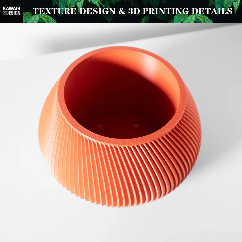 3D Printed Biodegradable Line-Detailed Plant Pot - Eco-Friendly macetas decorativas for Home & Sustainable Giftpot de fleur