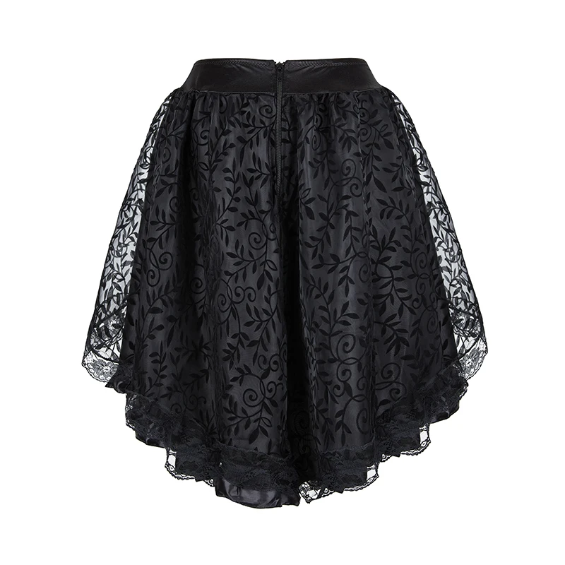 Two Layer Fabric Lace Shaping Skirts Women's Brown Black Punk Style Skirt  Plus Size