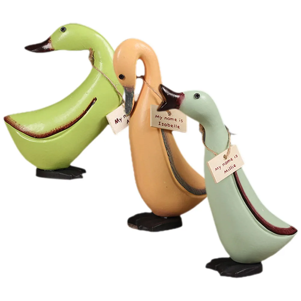 

3pcs Wooden Duck Premium Wood Figurine Carved Animal Wooden Duck Sculpture Statue Desktop Decor Home Office Ornament
