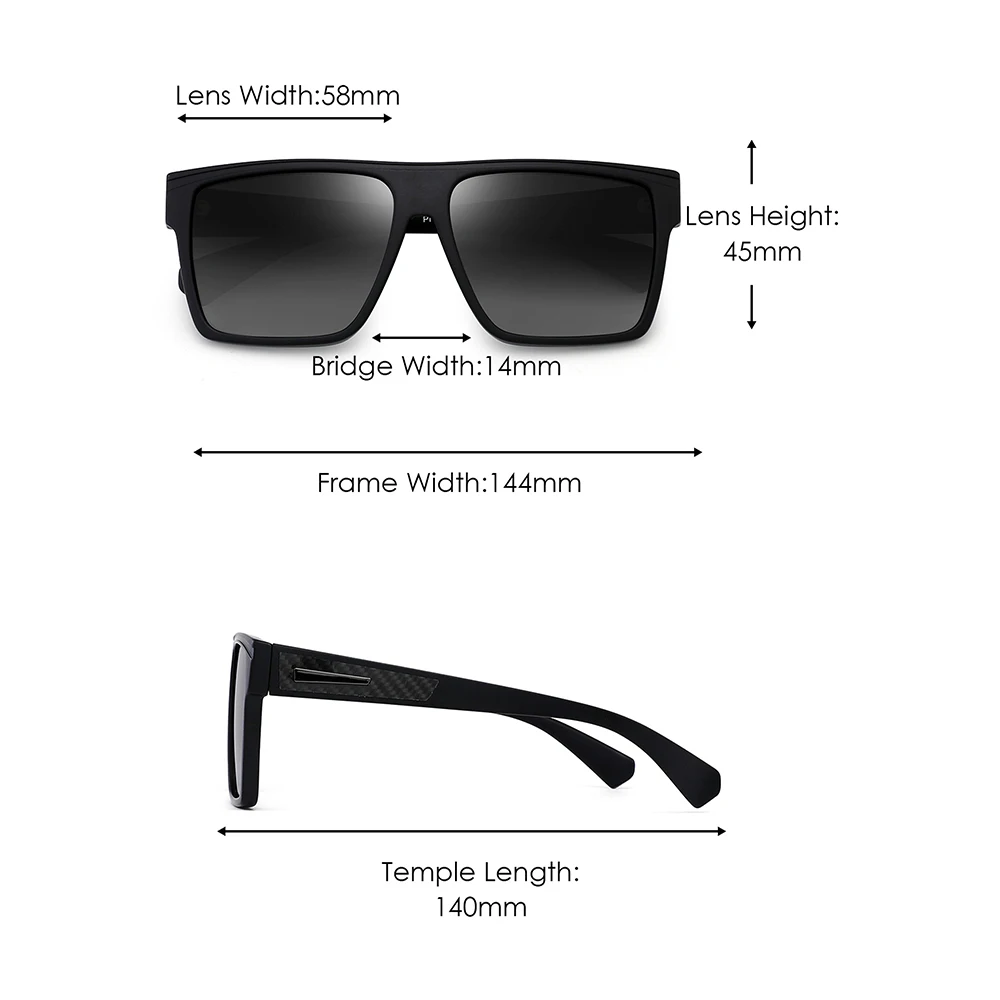 Retro Oversized Square Polarized Sunglasses Women Men Brand Design Driving Big Large Sunglasses for Women Men Black