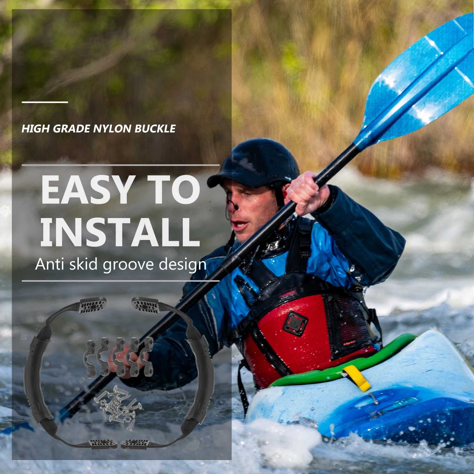 

1 set Kayak Handle Kit Buckle Set PP Nylon Stainless Steel Carry Handles for Canoe Deck Replacement Boat Accessories