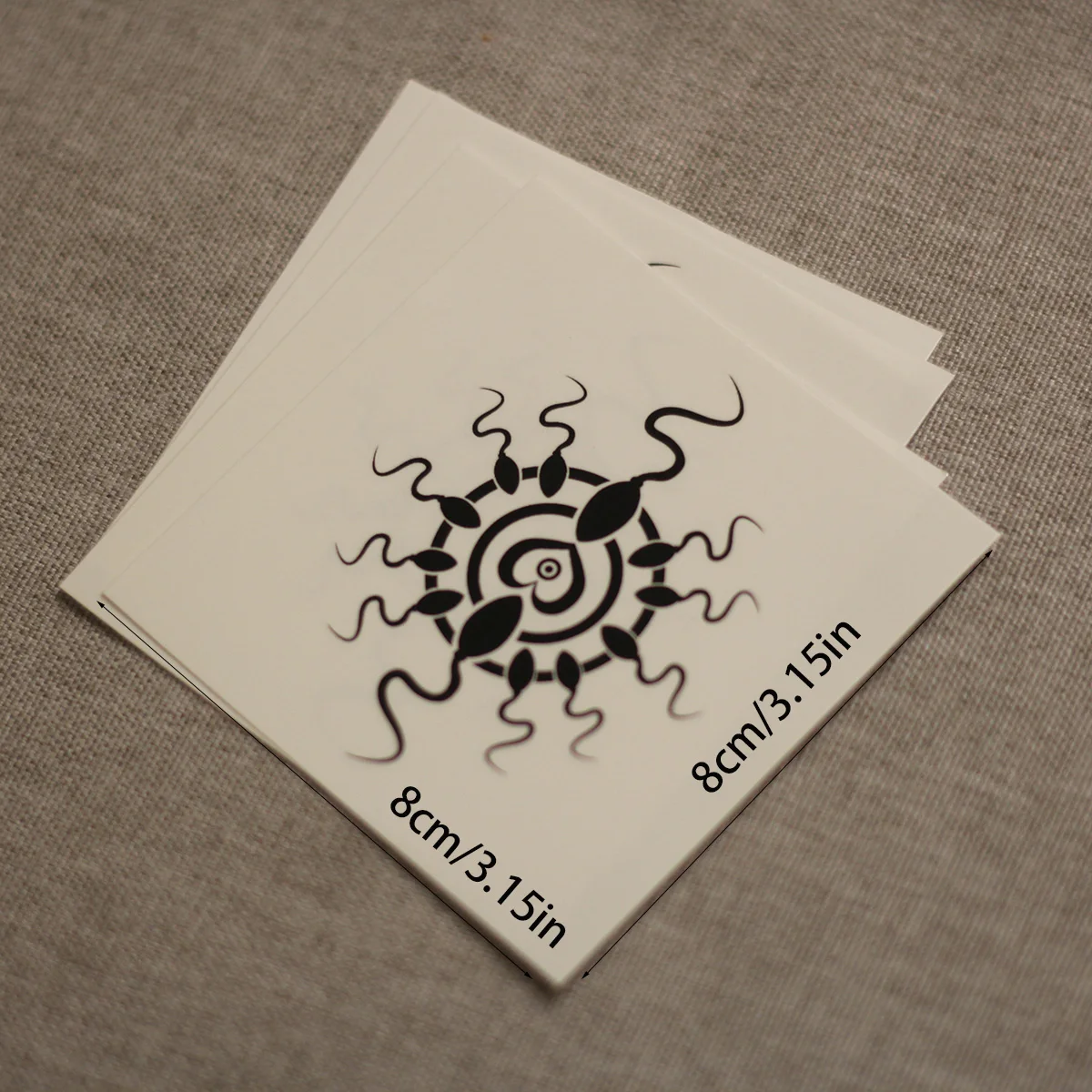 Tribal Spiral Circle Symbol Temporary Tattoo Stickers, 5 Sheets/Pack Black Line Totem Fake Body Art Tattoo