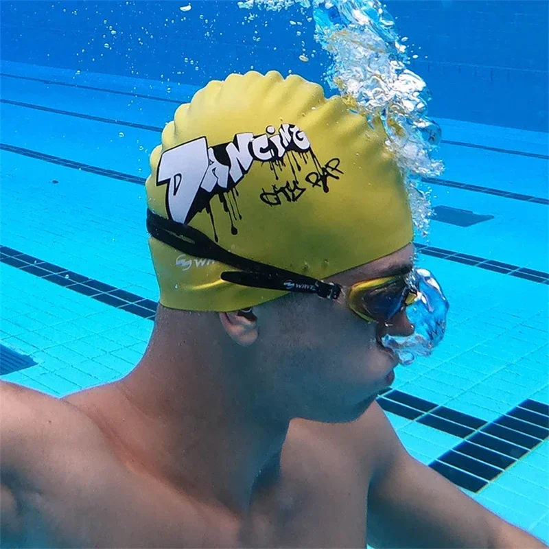 Silicone Swimming Cap Adults Waterproof Summer Swim Pool Cap Elastic Protect Ears Protection Long Hair Diving Hat