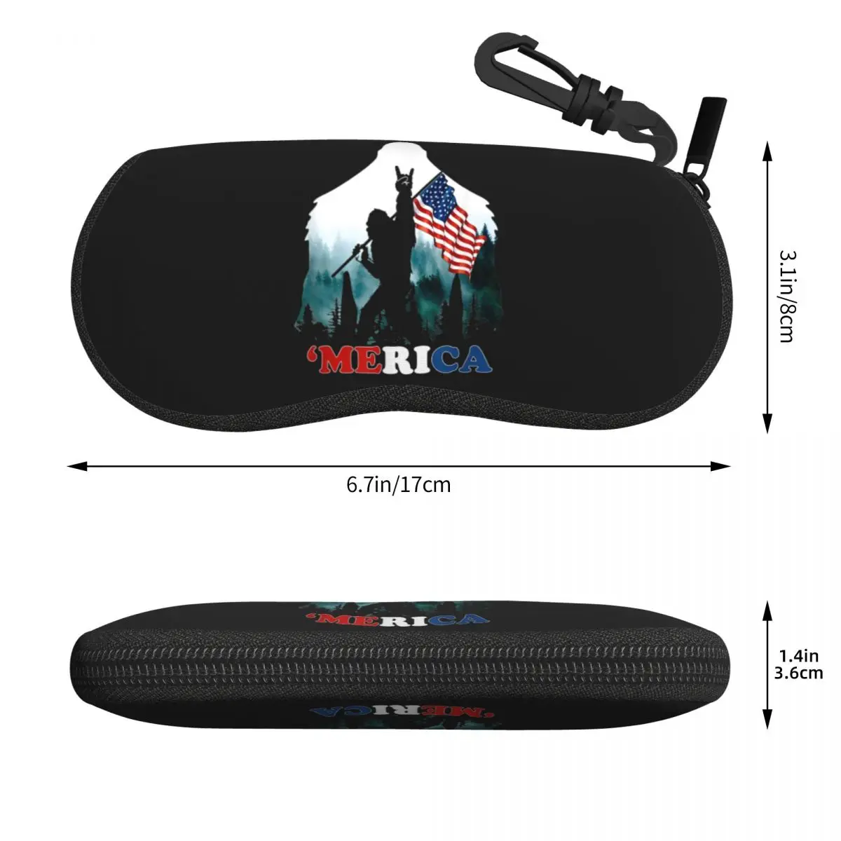 Custom Bigfoot Holding American Flag USA Shell Eyeglasses Protector Cases Men Women Sunglass Case Sasquatch Glasses Pouch