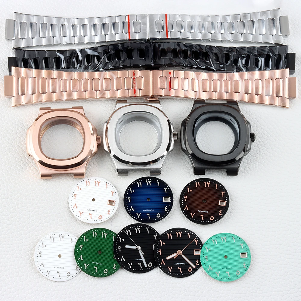 

Square 40mm Watch Case Rose Gold/Black For Nautilus Case Stainless Steel Fit NH35 NH36 NH38 Movement 29.8mm Dial Watch Accessory