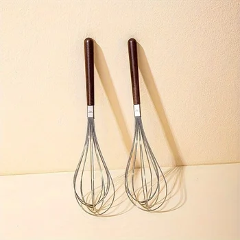 1pc, Stainless Steel Egg Beater, Manual Household Wooden Handle Mixer, Baking Specific…