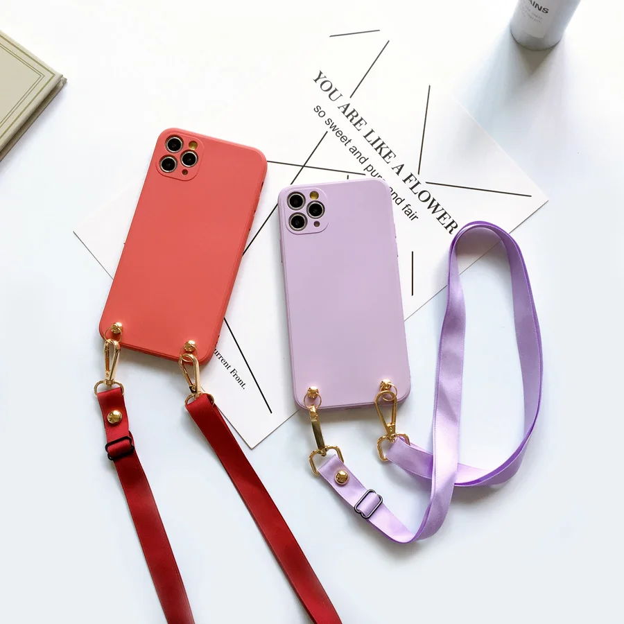 

Luxury Silicone Crossbody Necklace Lanyard Phone Case For Huawei Nova 3i 4e 5 5i 5T 5Z 6 7 8 se 8i 9 Pro Strap Chain Soft Cover