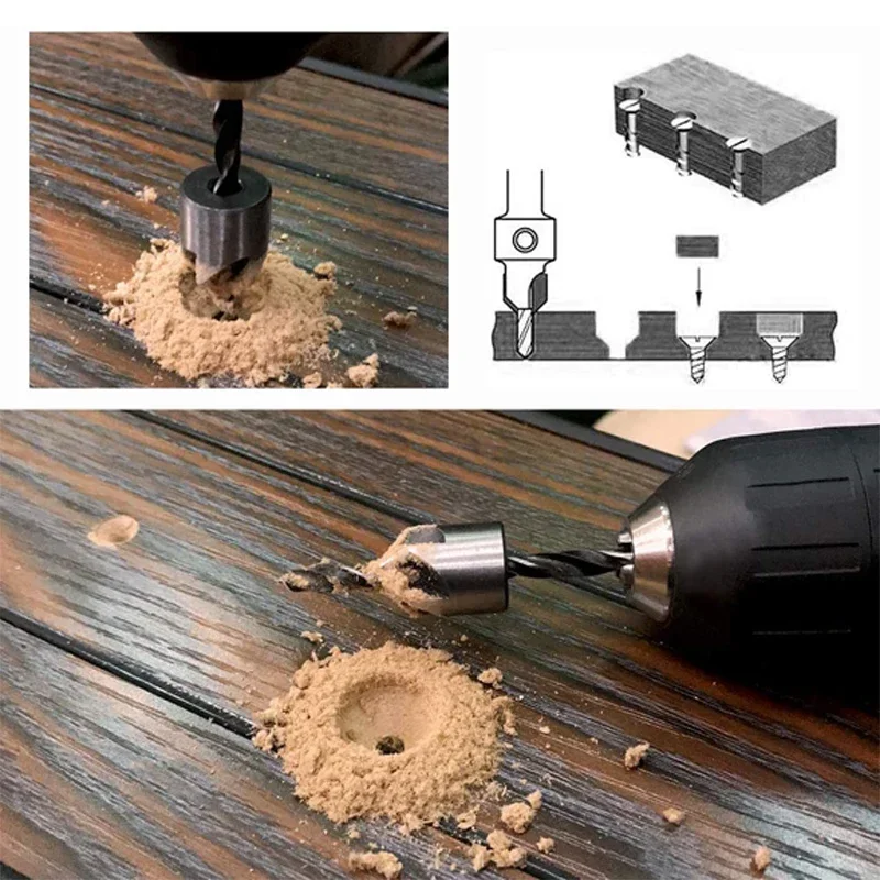 Imagem -06 - Countersink Drill Bit Grupo Carpintaria Press Grupo Alargador Parafuso Ferramenta Woo Chave Hex Livre Pcs