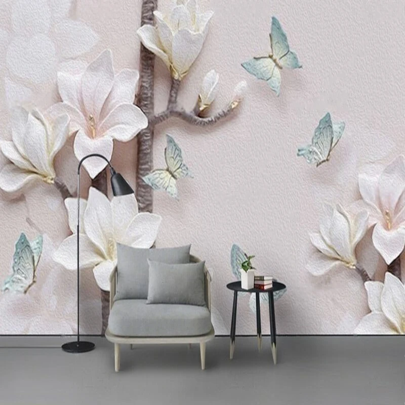 Modern Yulan Flower Butterfly Relief Decorative Art For Romantic Fashionable And High-End Living Room Sofa And Background Wall