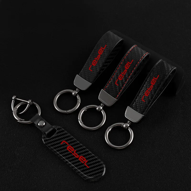 NEW Motorcycle Carbon Fiber Leather Keychain Horseshoe Buckle Jewelry for Rebel CMX 300 500 CMX300 CMX500 Motorcycle Accessories