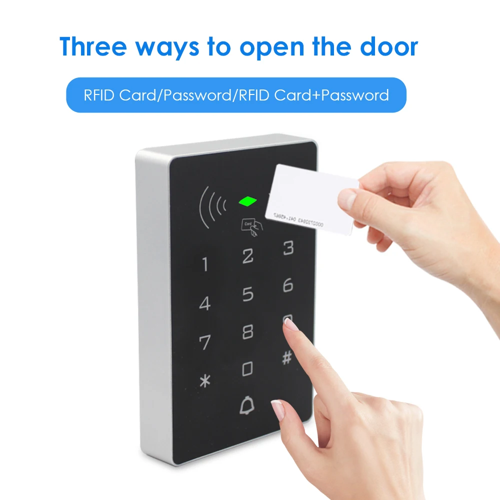 

Door Access Control TouchKey Password ID Card Kit 2000 Users RFID Wiegand 26 125khz Card Reader Access Controller with Door Bell