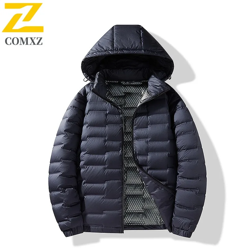 COMXZ Lightweight Down Jacket Couple White Duck Down Camping Padded Jacket Fashion Versatile Casual Thin Windproof Padded Coat
