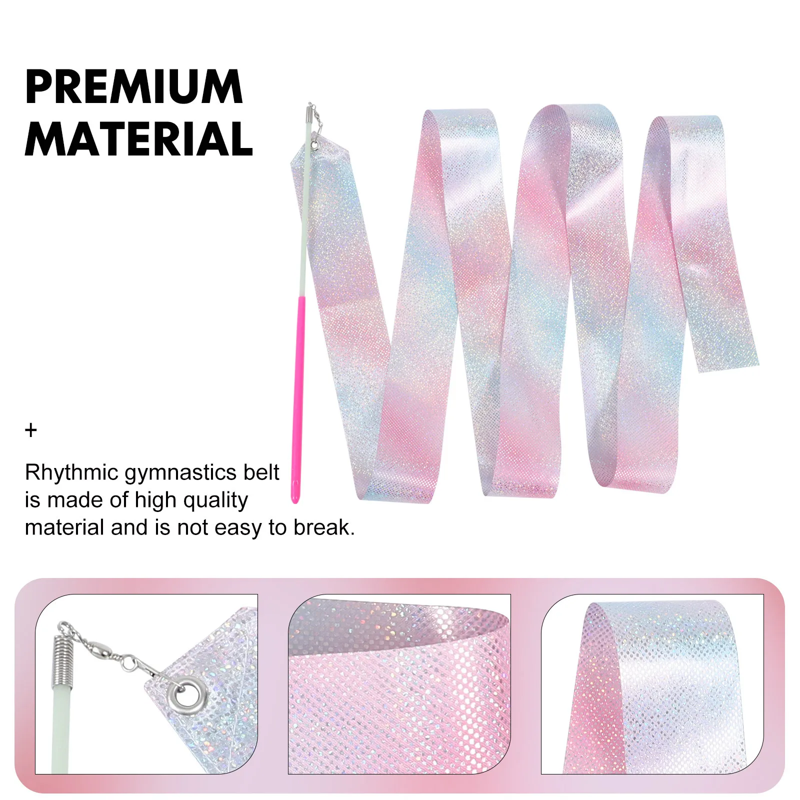 

2Pcs Gymnastics Streamers Colored Shining Ribbon Dance Performing Supplies Rhythmic Training Competition Equipment