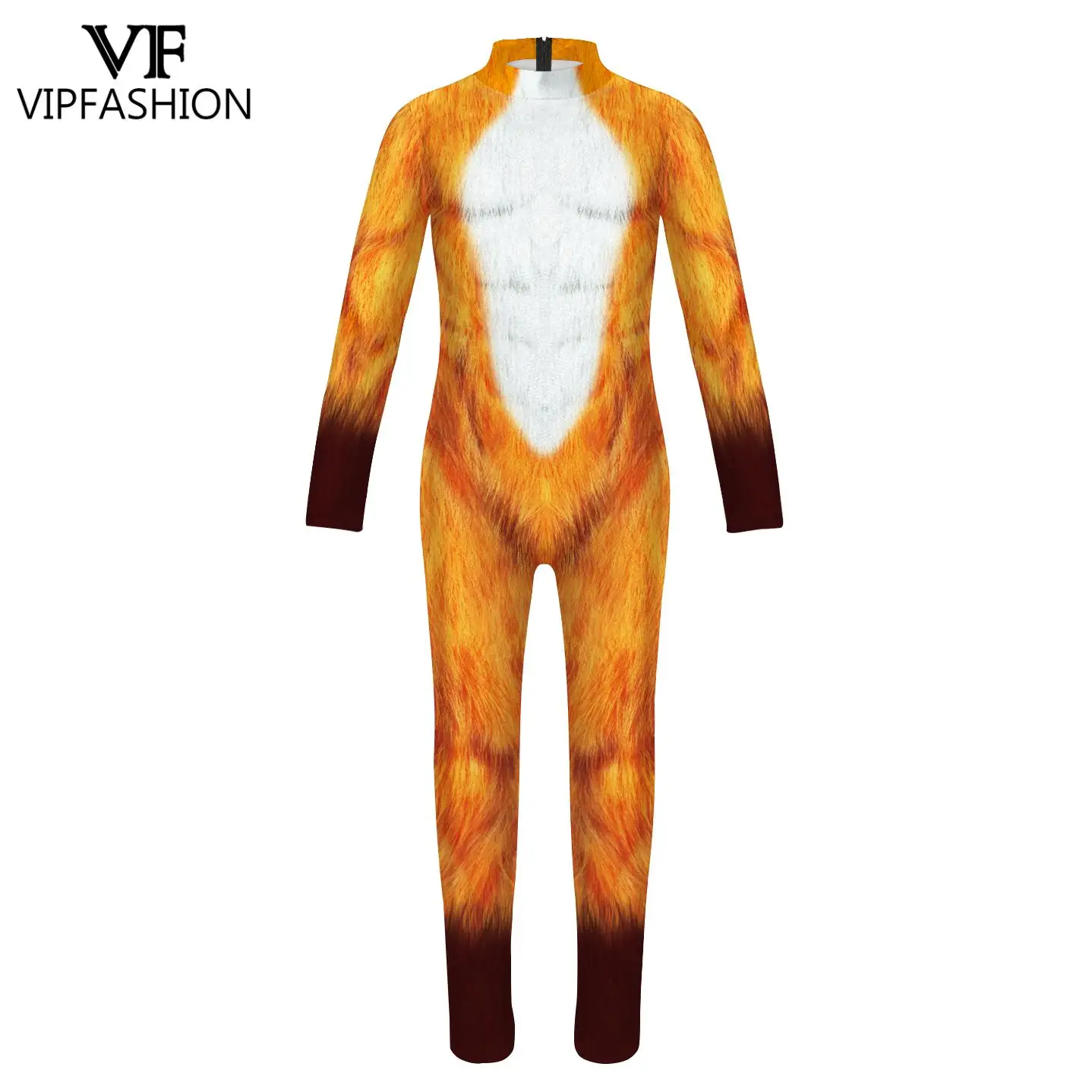 VIP FASHION Child Husky Wolf Costume Halloween Animal Cosplay Jumpsuits Kids Zentai Bodysuit Carnival Party Rompers Outfits