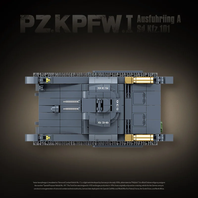 New WW2 Military Weapons Tank No.1 A-type Model Building Blocks Diy Bricks World War II Army Soldiers Kids Toy Gifts 565PCS