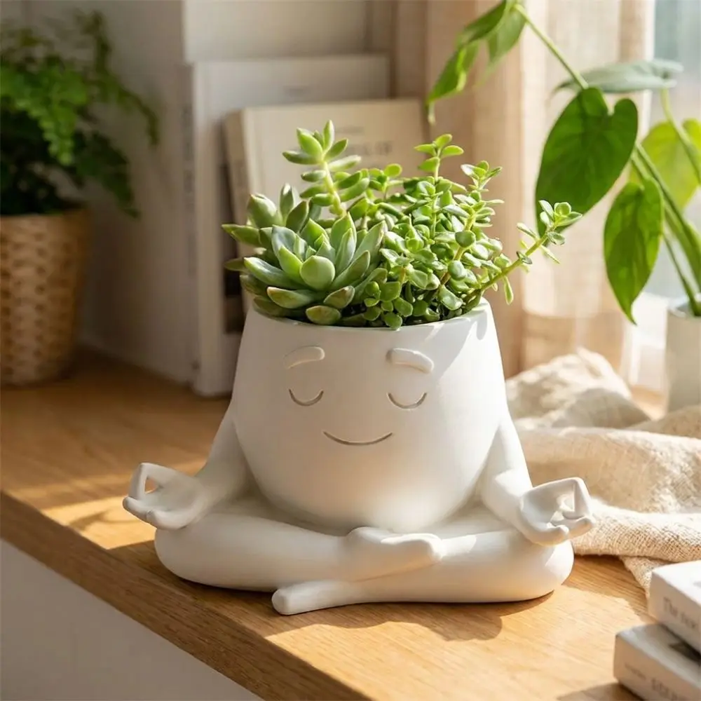 Sitting Posture 3D Printed Yoga Face Planter Novelty Gift Ornaments Succulent Flower Pot Handicrafts