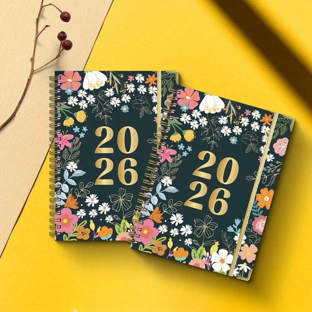 New style Portable A5 2026 Schedule Book Flowers To Do List Daily Planner Planner Reminder Coil Notebook Agenda Book Students