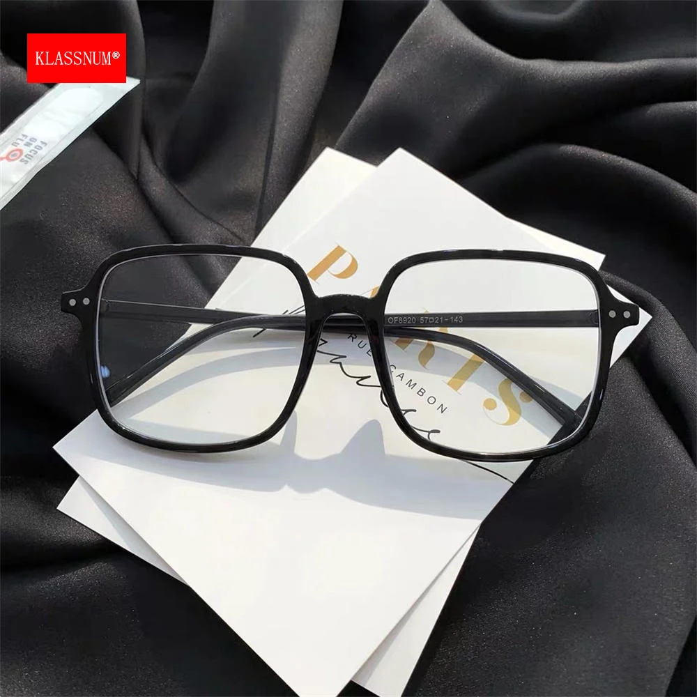 KLASSNUM Women Anti-Blue Light Glasses Oversize Square Ultra-Light Transparent Computer Eyewear Presbyopia Glasses Frame 2025