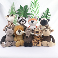 Stuffed Lifelike Lion Tiger Elephant Monkey Leopard Giraffe Raccoon Doll Simulation Forest Animals Plush Toys for Kids Gift