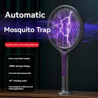 2-in-1 USB Rechargeable Mosquito Zapper with Adjustable Angle Retractable Handle Telescopic Mosquito Bug Swatter Bat