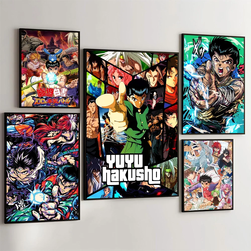 1pc Anime YuYu Hakusho Poster Self-adhesive Art Waterproof Paper Sticker Coffee House Bar Room Wall Decor