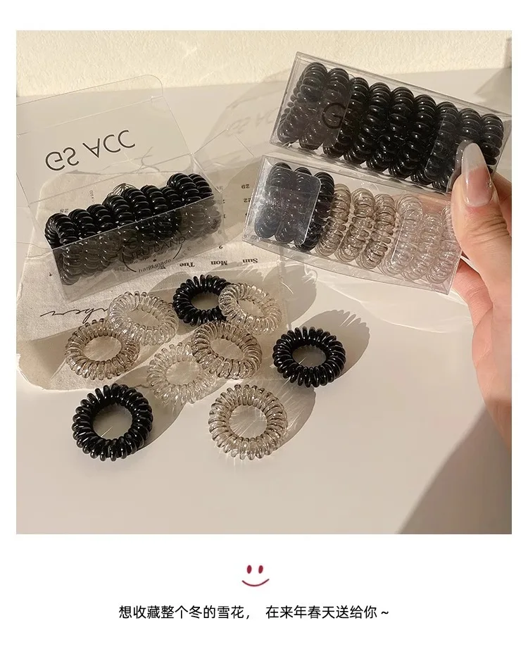 Hochwertiges Farbverlaufs-Telefonkabel-Haarband, feminines Temperament, schadet nicht, hohe Elastizität, langlebiges Gummiband-Haarseil – Detail 10