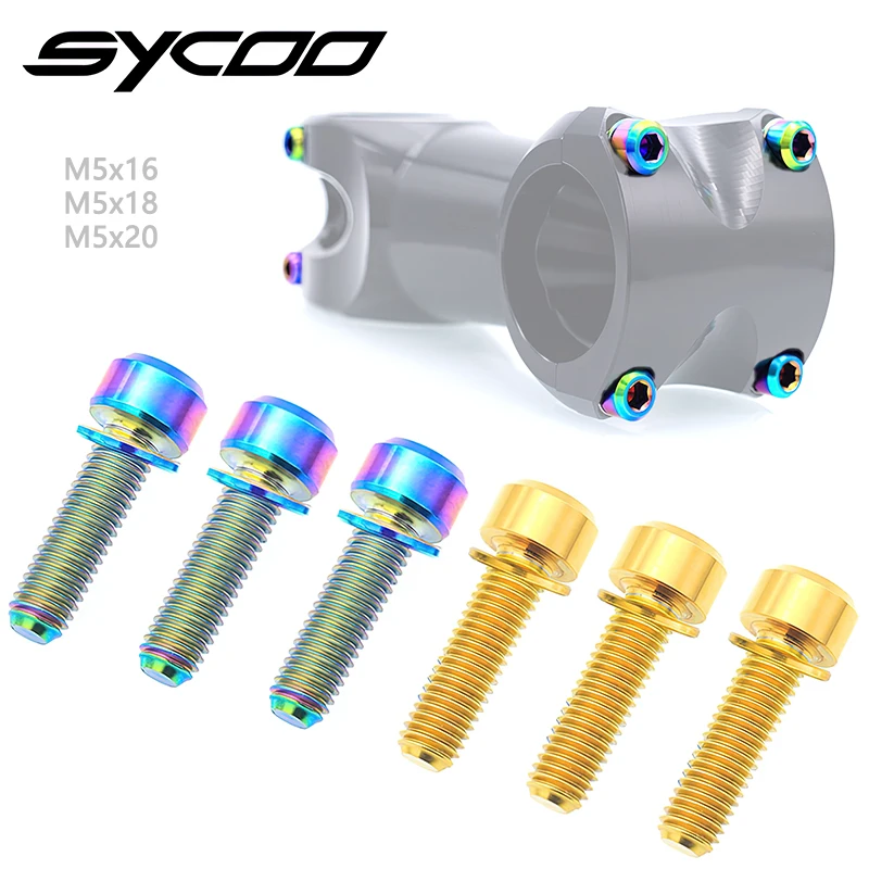

Titanium Stem Bolts M5x16/18/20mm with washer Titanium Alloy Bicycle Stem Screws Bike Stem MTB Bolt Bicycle Accessories