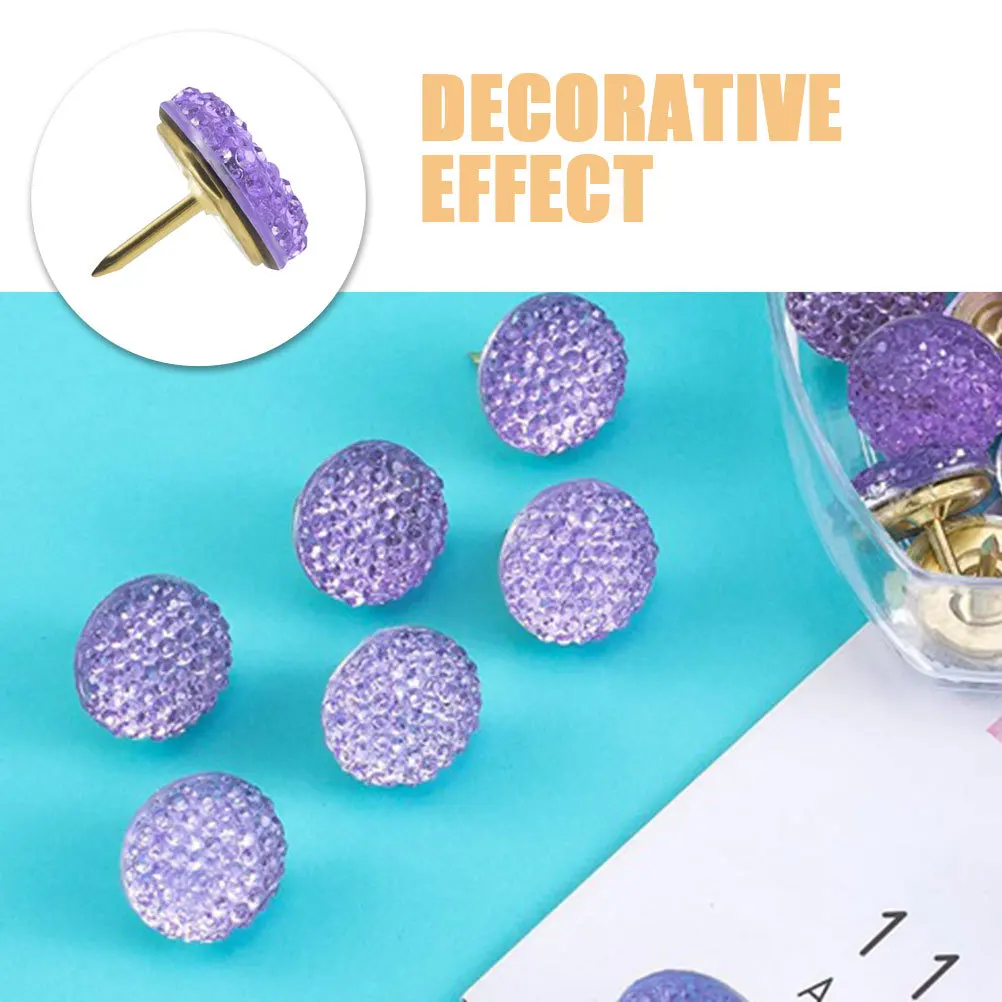 หมุดปักผนังทรงกลมประดับเพชรเทียม 20 ชิ้น สำหรับกระดานปักผนัง กระดานภาพถ่าย สำนักงาน ห้องเรียน อุปกรณ์ตกแต่งกระดานประกาศ