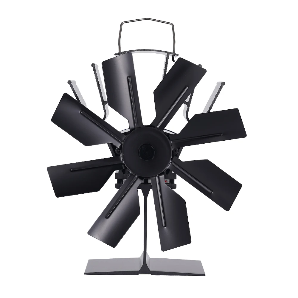 Wentylator kominkowy z 8 łopatkami, akcesoria do pieca na drewno, cichy, energooszczędny, z wysokim wydajnością rozpraszania ciepła, do użytku wewnątrz, na zimę, na zewnątrz, na kemping.