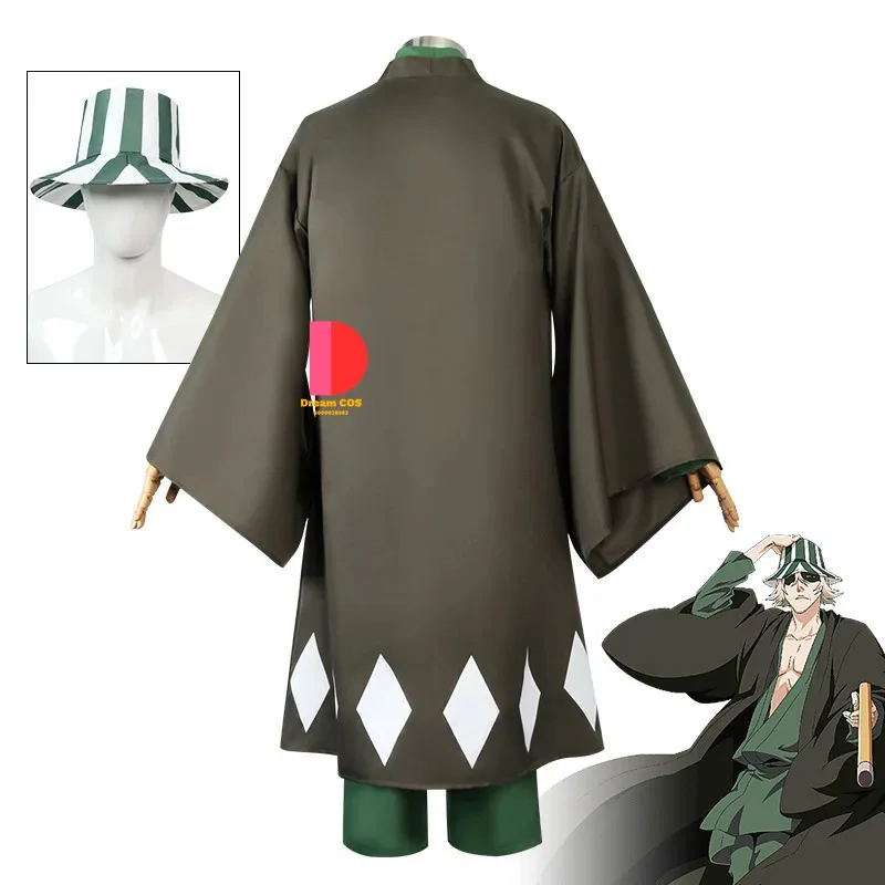 CyFashion Anime Kisuke Urahara Stroje Cosplay Mundurki Cosplay BLEACH Halloween Kimono Ręcznie Robiona Peruka Strój Peleryna Ekonomiczny