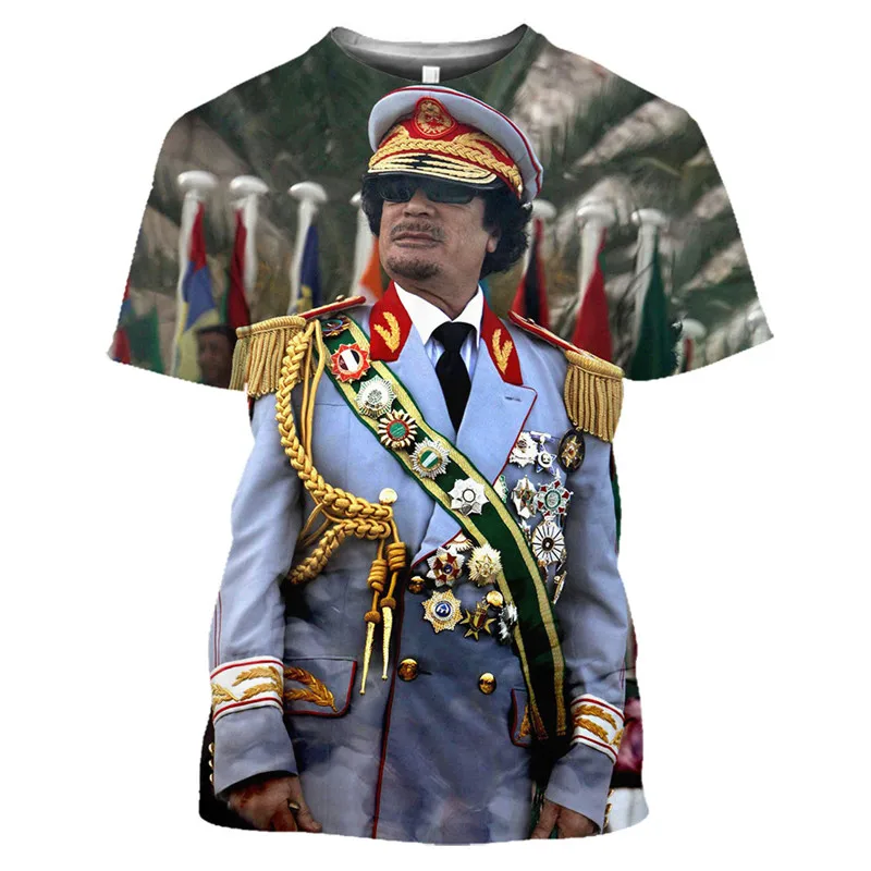 Gaddafi Libyan Dictator 3D Printed T-shirt Men Women Libya Men Women Fashion Harajuku Short Sleeve Plus Size Tops Tee Clothes