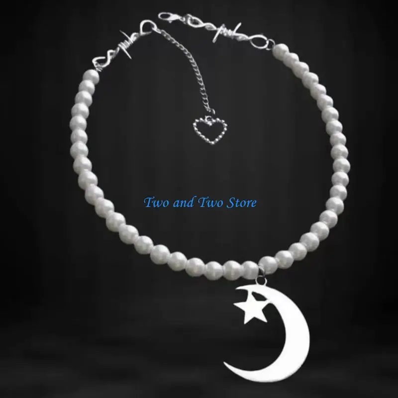 HX6F قلادة من اللؤلؤ الاصطناعي قلادة أنيقة من اللؤلؤ مرتبطة باللؤلؤ المقلد