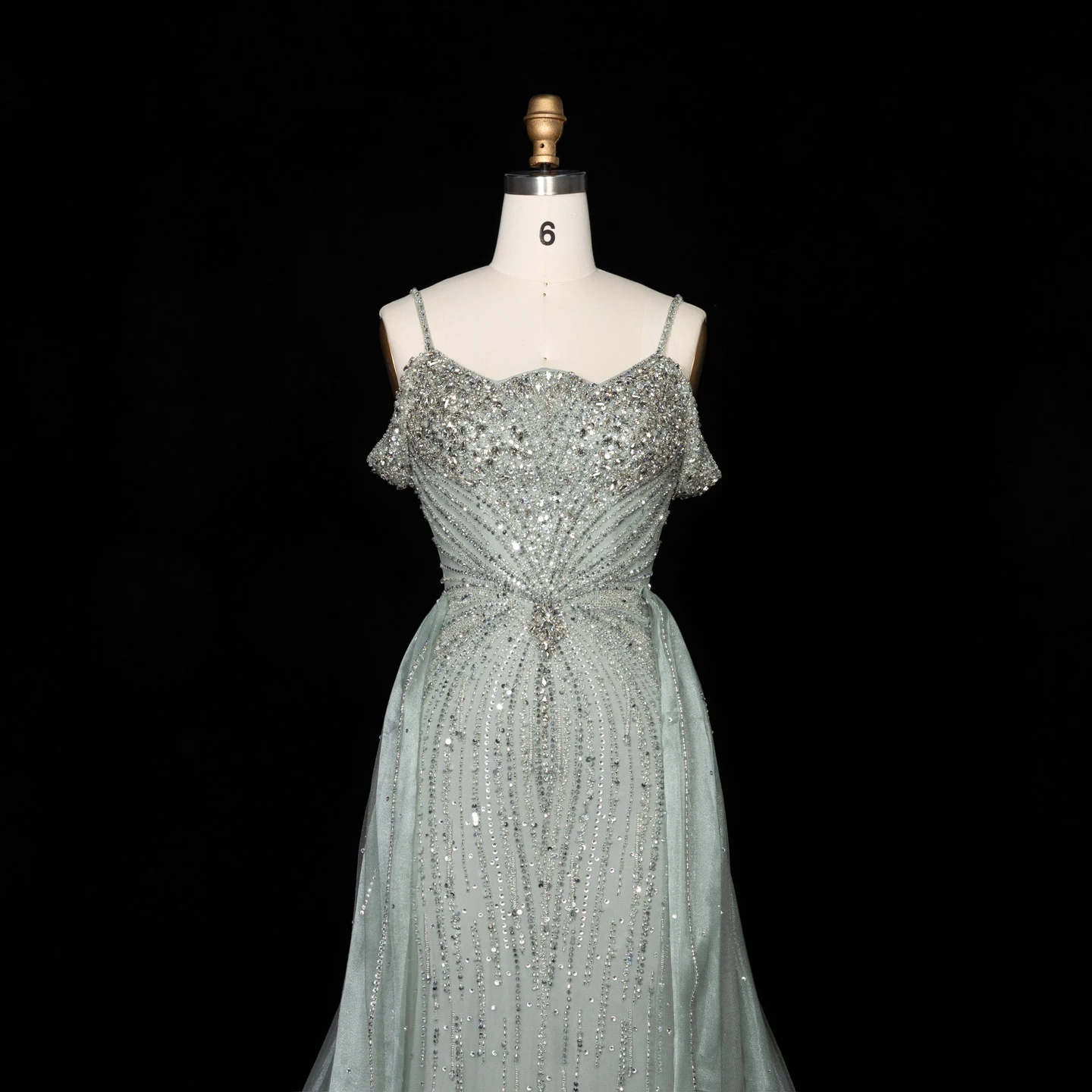 Sharon Said Abendkleid Luxuriöses Meerjungfrauenkleid aus Tüll mit Schulterfreiem Design und Spaghetti-Trägern Dubai Formelles Partykleid mit Überrock SS008 Maßanfertigung – Detail 22