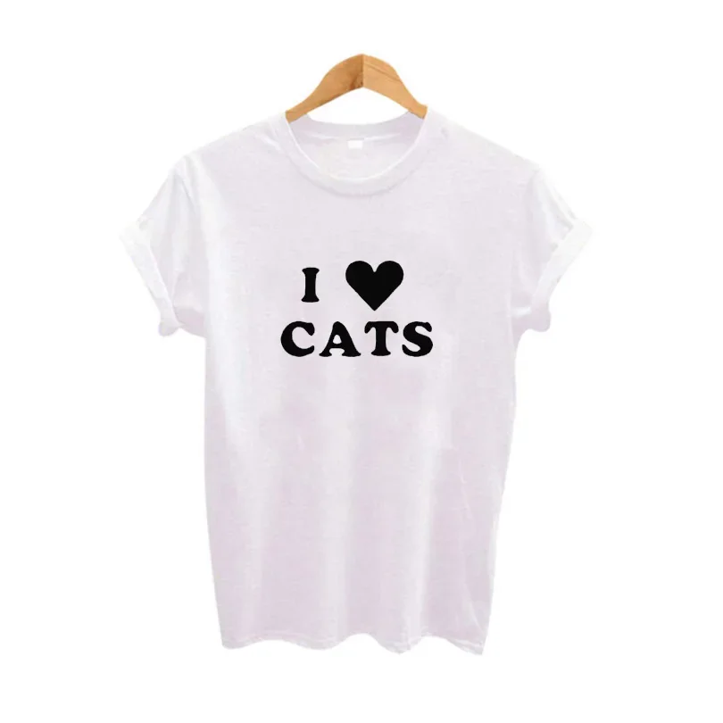Camisetas Mujer I Love Cats Mode Vrouwen T-shirt Paar Kleding O-hals Korte Mouw T-shirt Tops