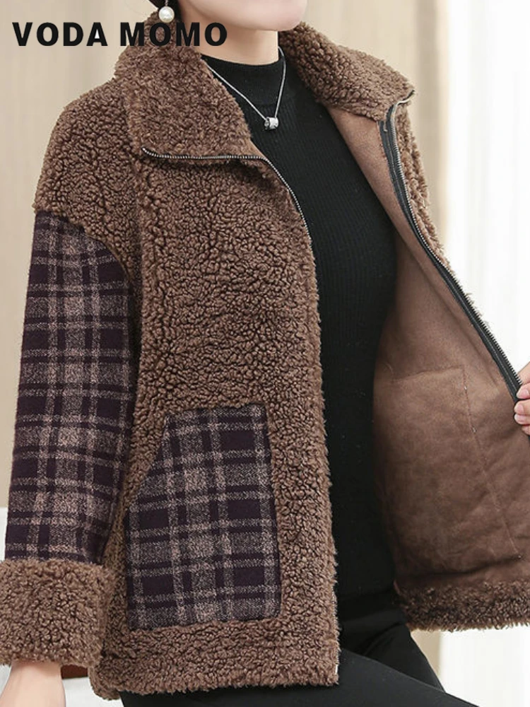 

Autumn Winter Woolen Coat 2024 New Fashion Grain Fleece Warm Women's Cotton Coat Zipper Outerwear Windbreaker Female Versatile