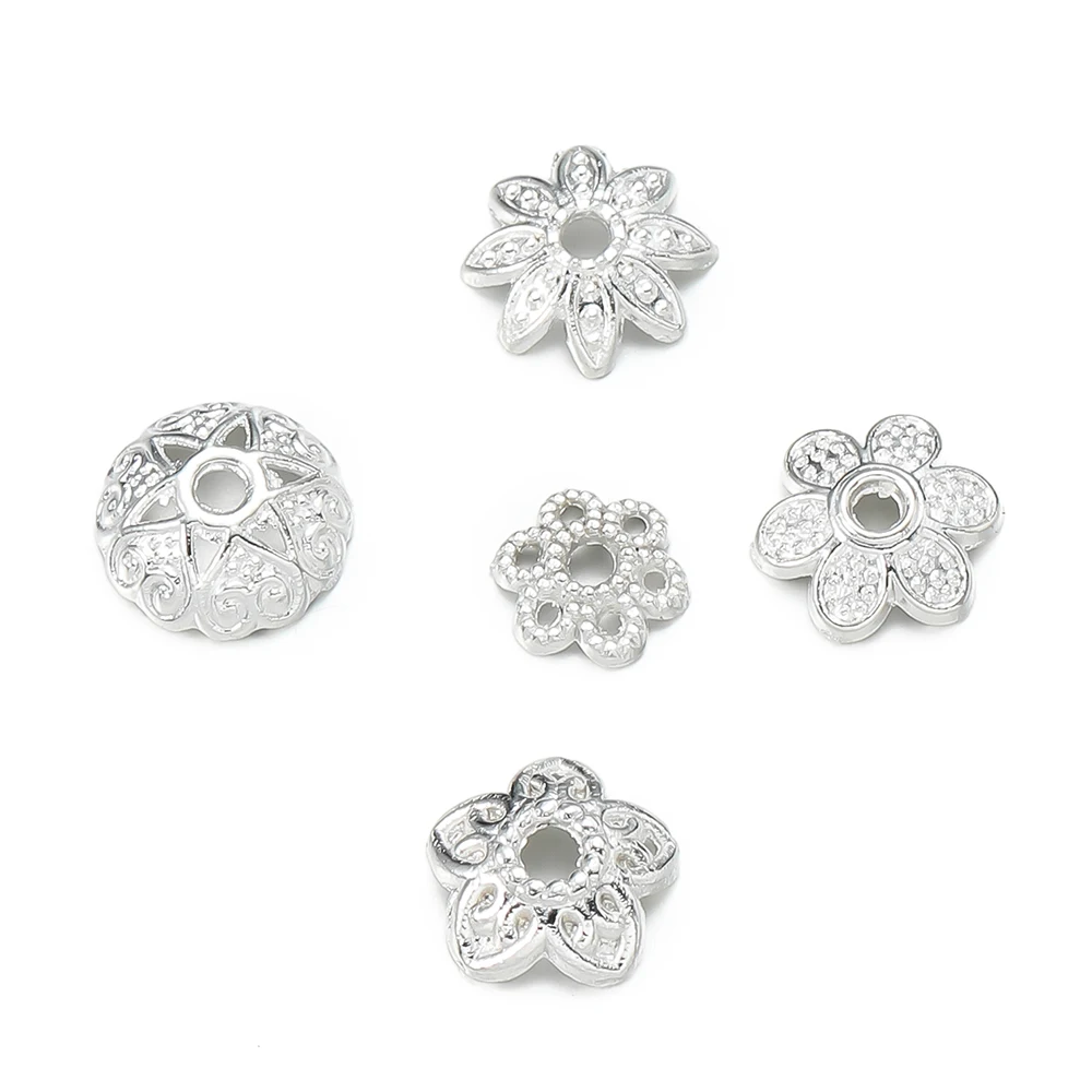 

50pcs 5 Sizes Alloy Flower Beads Cap Flowers Connector for Bracelet Necklace Jewelry Making Accessories