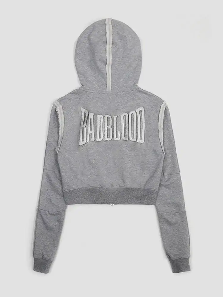 الرجعية الأمريكية الساخنة فتاة ort ey هوديي المرأة الرياضية عارضة Jaet العصرية الشارع الشهير طويلة Sve سستة إغلاق