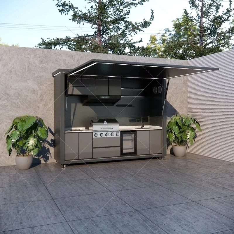 Waterproof Modular Stainless Steel Outdoor Grill Cabinet, All-in-One Complete Cooking Station for Backyard & Patio Entertaining