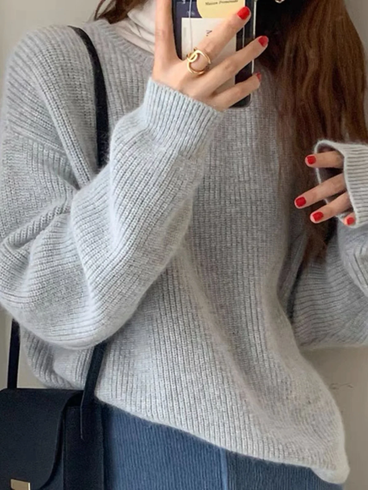 

Высококачественный круглый вязаный свитер Ne Thiened Pure Color Hoodie с дизайном меха енота для поездок на работу Sle Long Sve Autumn Wint...