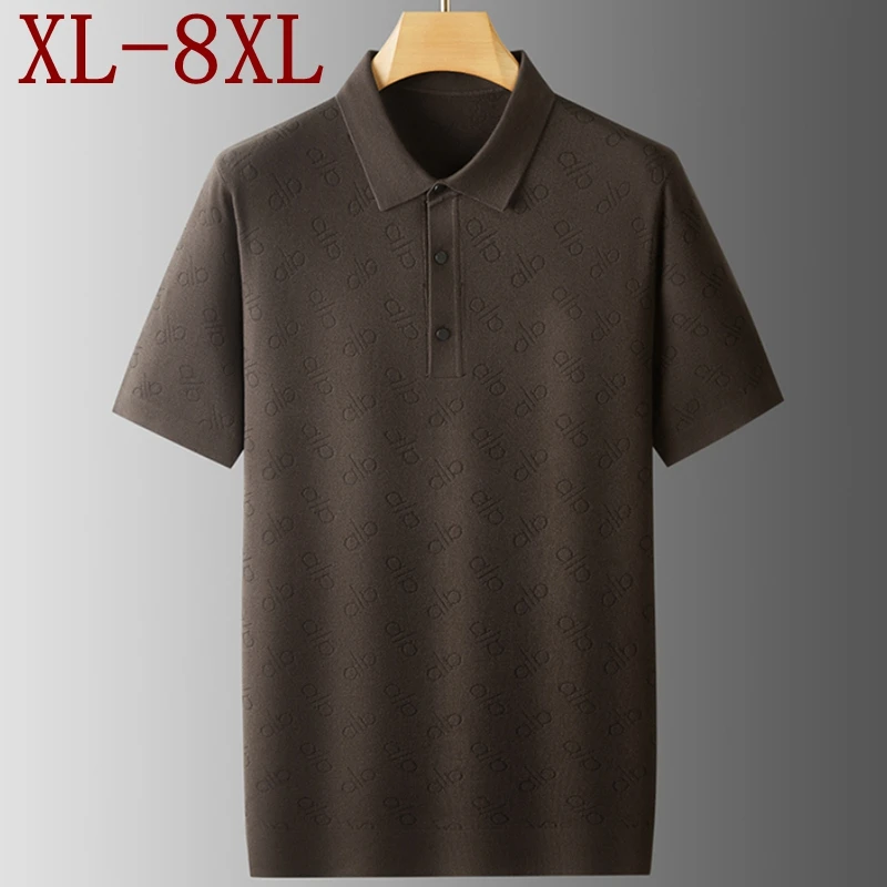 

8XL 7XL 6XL 2025 New Autumn Top Grade Luxury Thin Wool Sweater Man Fashion Letter Printed Mens Pullovers Loose Lapel Jumpers Men