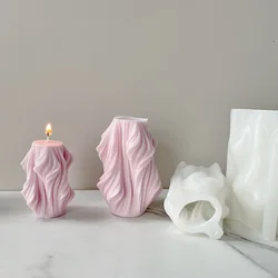 Irregular geometric shape rotating stripe cylindrical wave candle silicone mold large shell leaf candle Acrylic mold soap mold